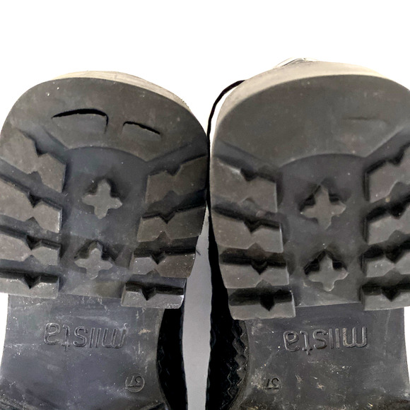 Miista Croc Embossed Ankle Boot Black Leather Round Toe Gold Buckle 37 6.5 - Picture 9 of 9